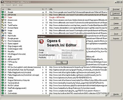 Opera 6 search.ini editor képe